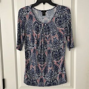 Ann Taylor blue and pink shirt sleeve shirt